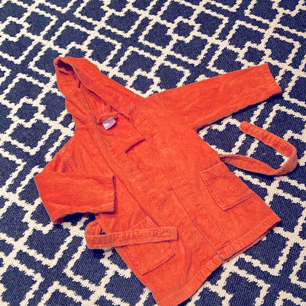 Gently worn 100% Turkish cotton orange robe with belt